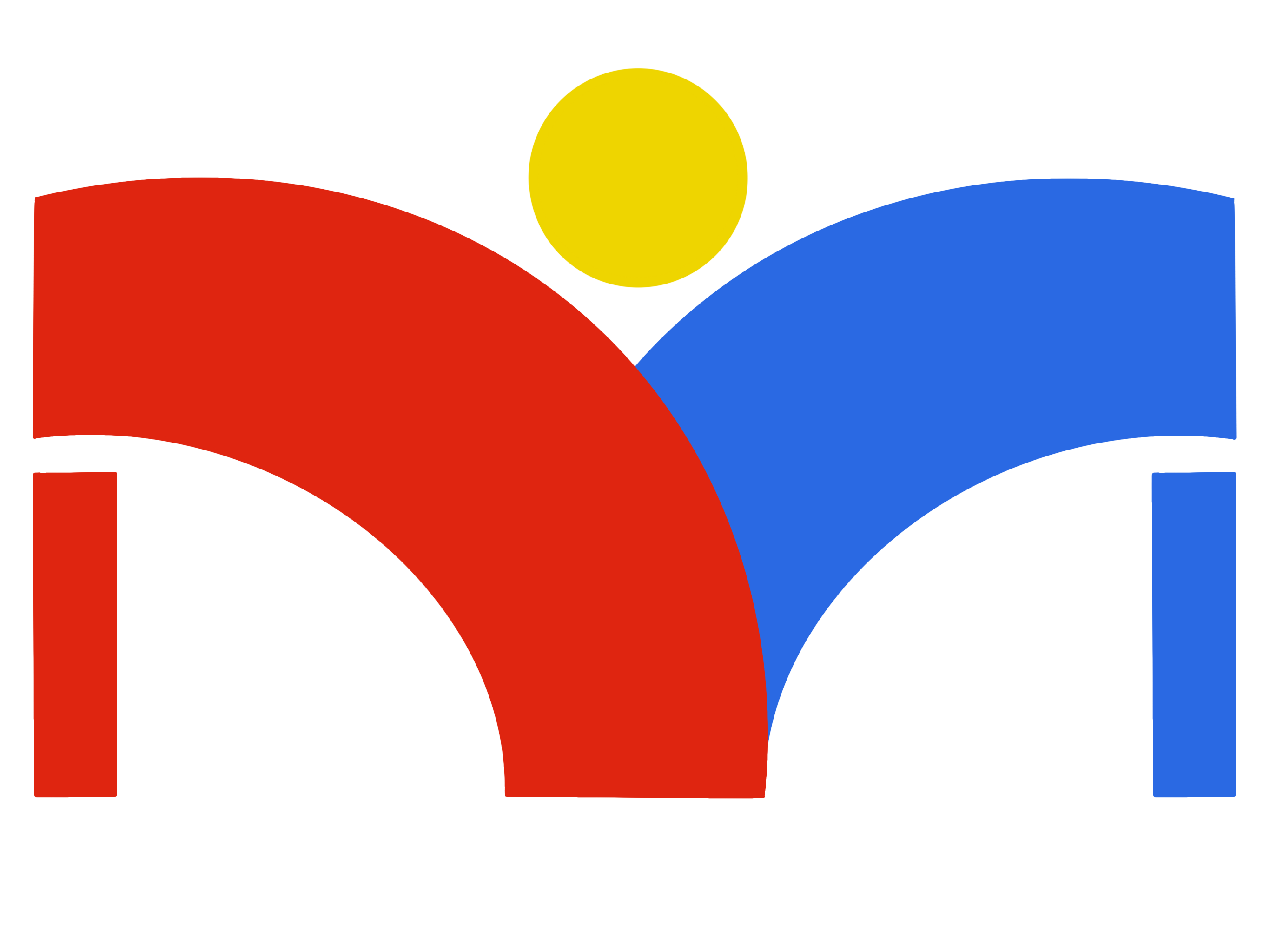 The Diverse Makers logo consists
									of two arched shapes creating a
									bridge-like structure. The left
									arch is red and the right arch is
									blue, and they meet in the middle
									in a seamless curve. Above the
									point where the arches meet,
									there is a yellow circle, representing
									the head of a person. The shapes and
									circle are placed against a solid
									white background, giving the impression
									of a person lifting their hands in the air.